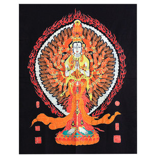 彩色千手观音画像苗族传统手工艺蜡染画镇宅保平安壁挂家居装饰画