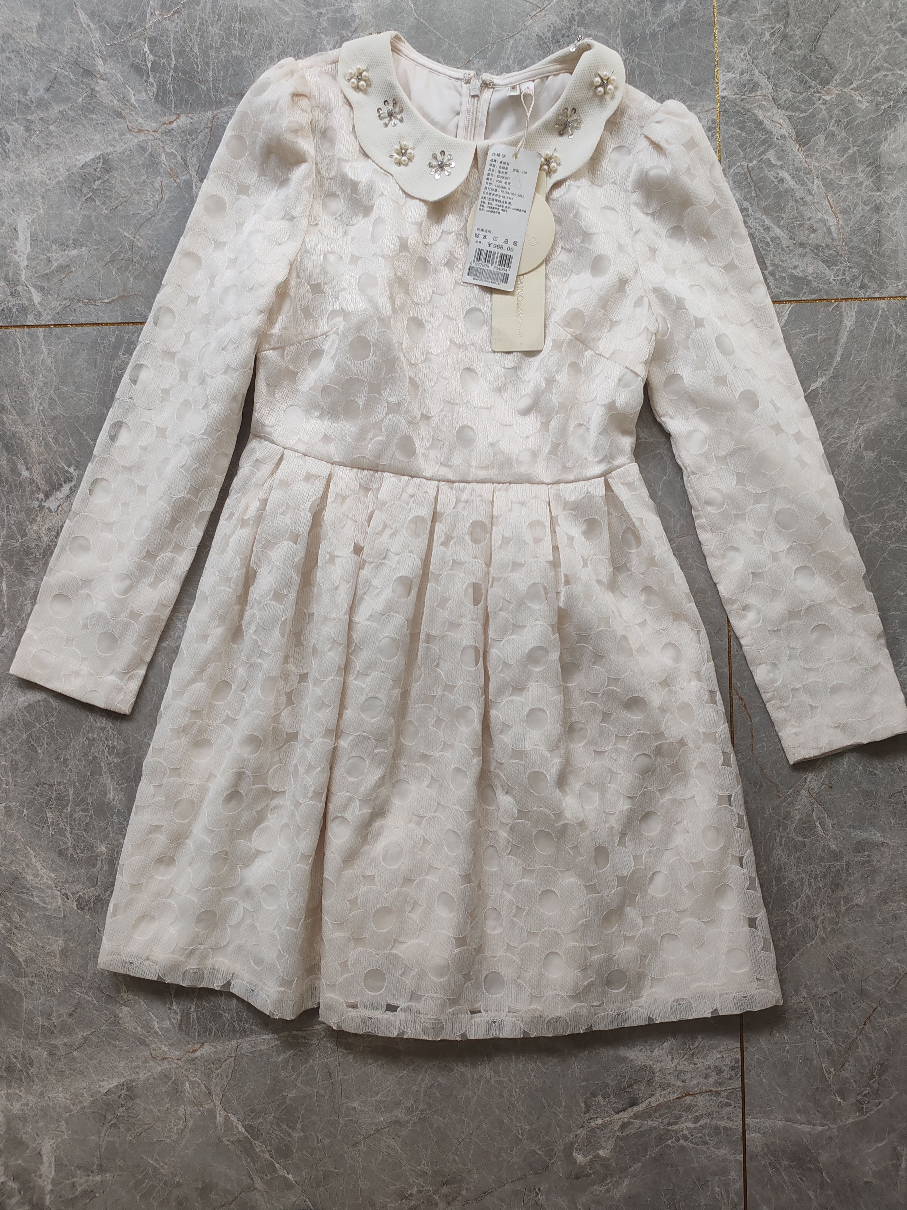 清仓断码 小个子品牌撤柜重工钉珠蕾丝修身连衣裙曼娅奴MD4DC027