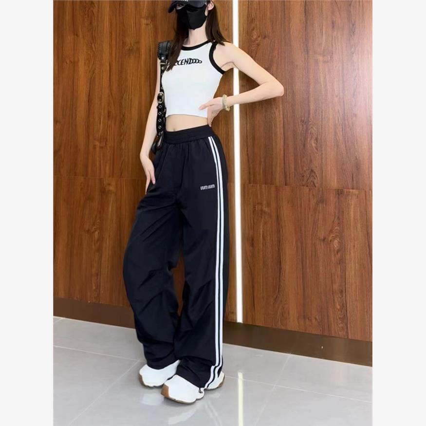 美式白色速干工装裤女夏季薄款2024新款宽松休闲冰丝运动阔腿裤子