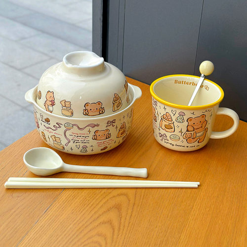 陶瓷涂鸦大众上下盖碗大容量