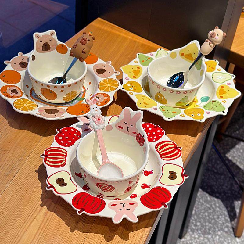 可爱高颜值动物派对家用餐厅意面盘陶瓷水果沙拉菜盘子米饭碗个人,餐饮具,盘,淘宝优惠券,粉丝福利购,淘宝优惠卷