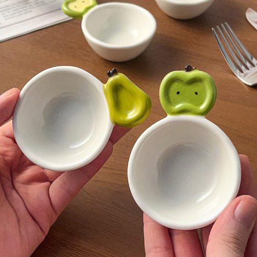 卡通可爱水果苹果手柄调味碟家用创意陶瓷火锅蘸料碟酱料醋油碟子