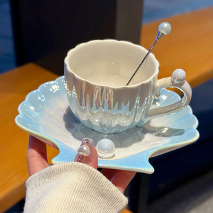 少女心设计小众水杯女士下午茶高颜值杯 网红轻奢陶瓷咖啡杯碟套装