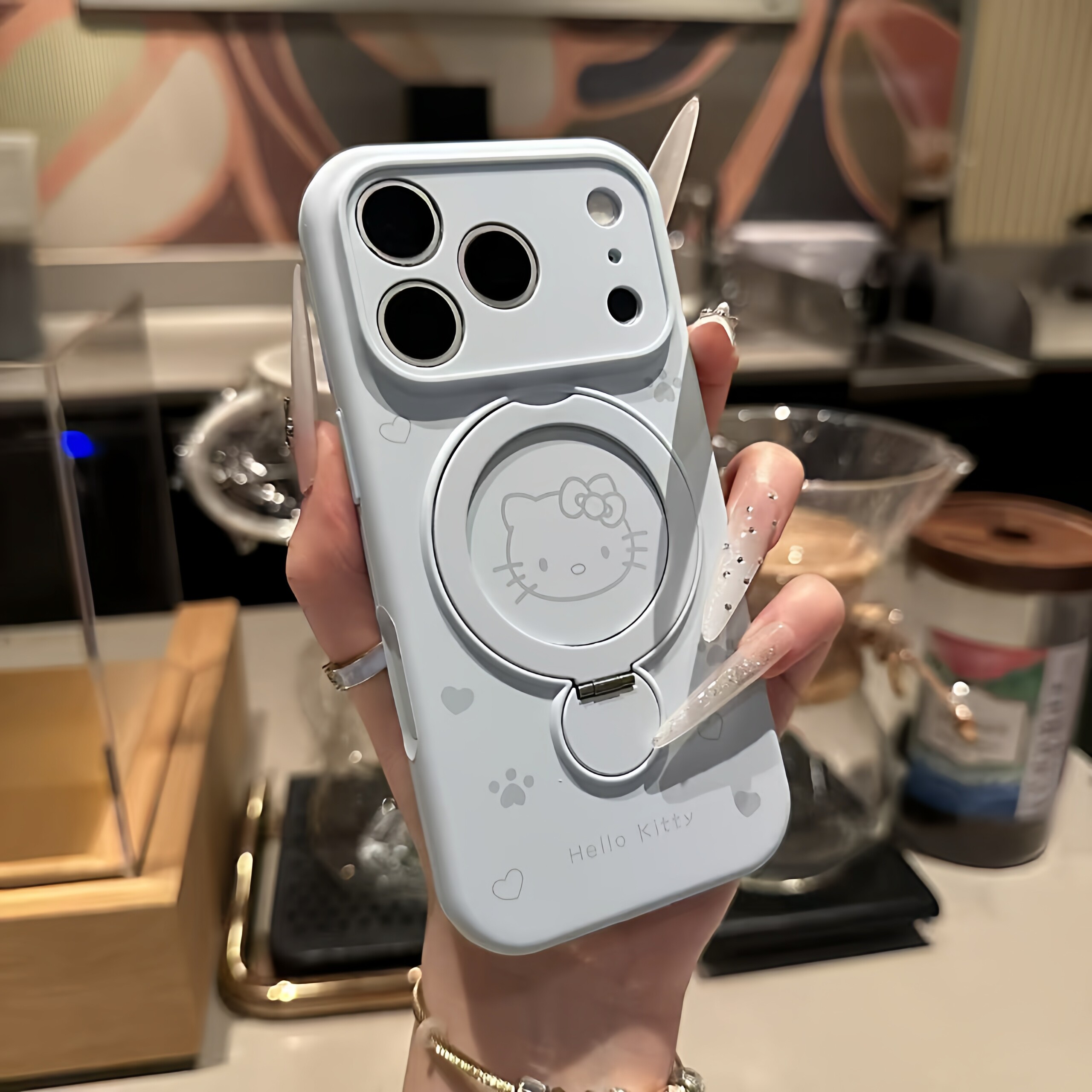液态精孔Kitty猫磁吸支架17promax手机壳iPhone15promax创意14硅胶女16pro保护套全包抗防摔苹果17Pro热销榜