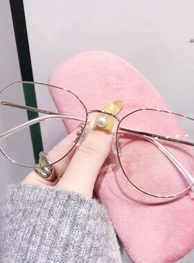 超轻纯钛近视眼镜框男潮可配镜片素银椭圆形女大脸眼睛框配镜钛架