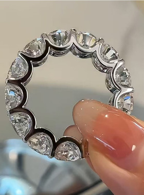 925银莫桑钻戒指电镀白金刻字