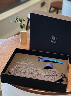LEVY男士手动刮胡刀金属刀柄 剃须刀高档礼盒包装 送男友生日礼物