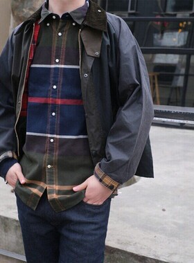 Barbour Lceloch Tailored法兰绒格纹长袖衬衫男士休闲衬衣春秋