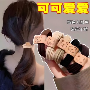 简约扎马尾头饰发圈无接缝发圈皮筋圈女款 蝴蝶结小熊扎头发圈皮套