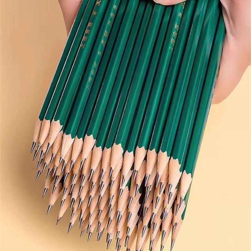 绿色2b铅笔考试专用hb书写铅笔无铅毒小学生不易易断原木硬度铅芯