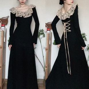 法式赫本风黑色针织长袖连衣裙子女早秋季2026新款巨好看气质长裙