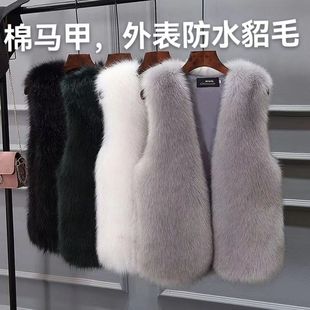 皮草马甲女冬短款2025新款仿狐狸毛背心水貂毛绒坎肩加厚保暖外套