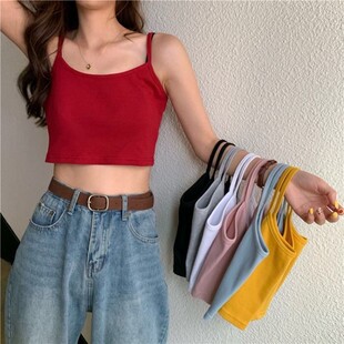 泫雅黑色小吊带背心女短款内搭打底夏外穿露脐网红性感超a上衣潮