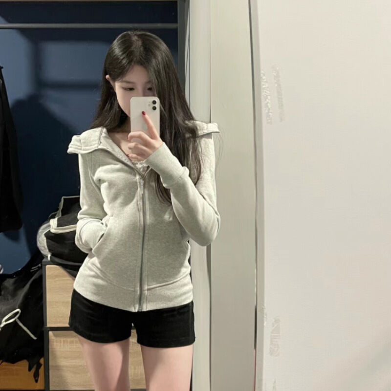 卫衣外套女连帽运动收腰短款上衣图片