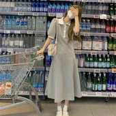 polo领连衣裙女夏泡泡灯笼袖 卫衣撞色T恤运动裙 收腰过膝长裙短袖