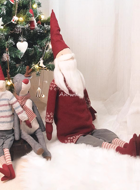 安晚  圣诞麋鹿玩偶 圣诞节驯鹿婴儿抱枕 装饰品玩具平安夜礼物