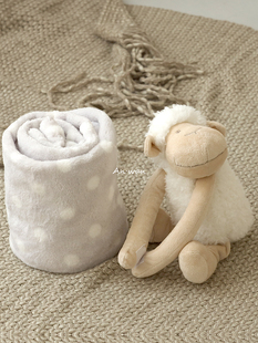 安晚 婴儿创意毛毯宝宝推车盖毯新生儿小羊抱毯公仔可爱