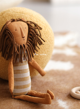 安晚北欧朋克狮子大象猴婴儿陪睡公仔娃娃可啃咬玩具宝宝安抚玩偶