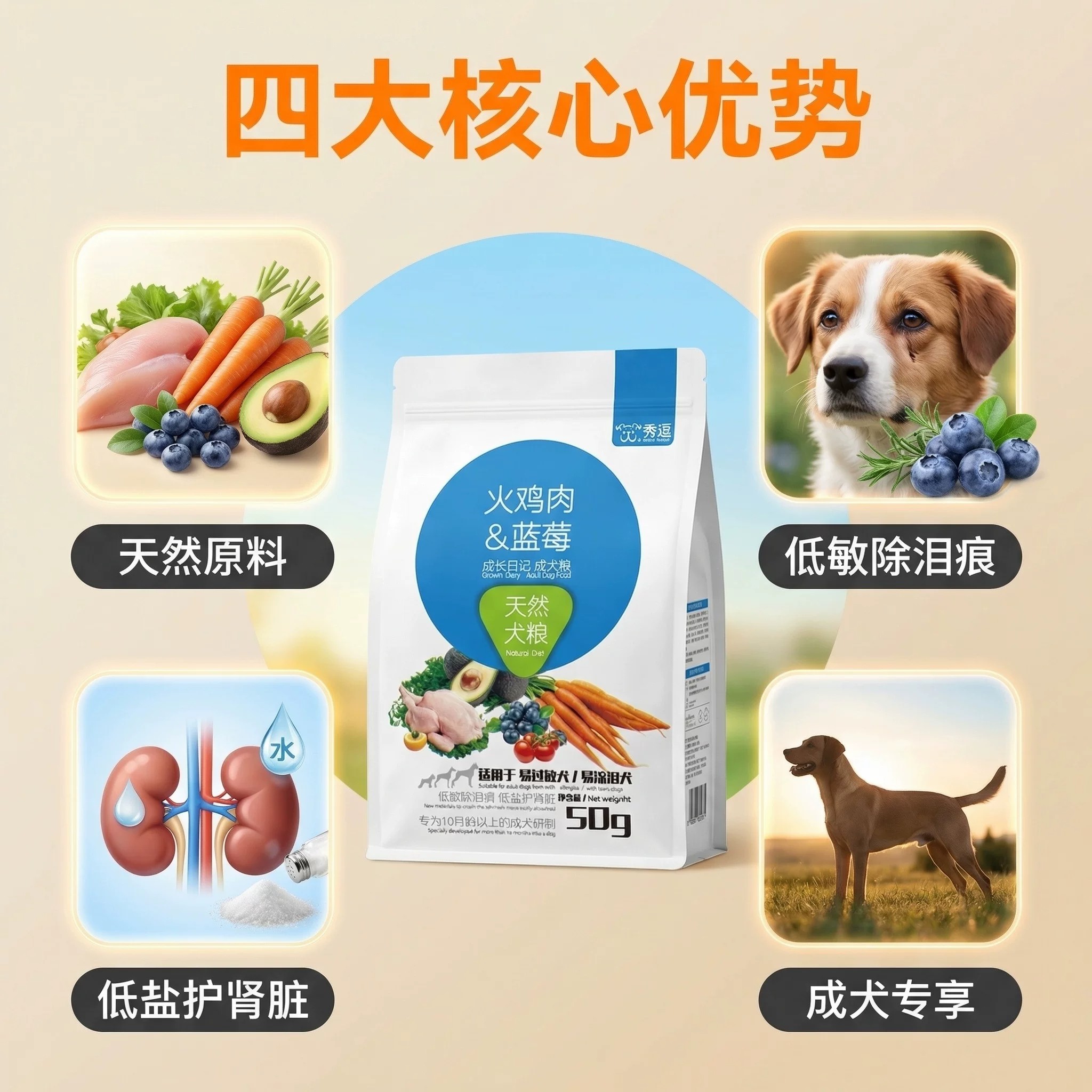 火鸡蓝莓幼成犬狗粮低盐护肾