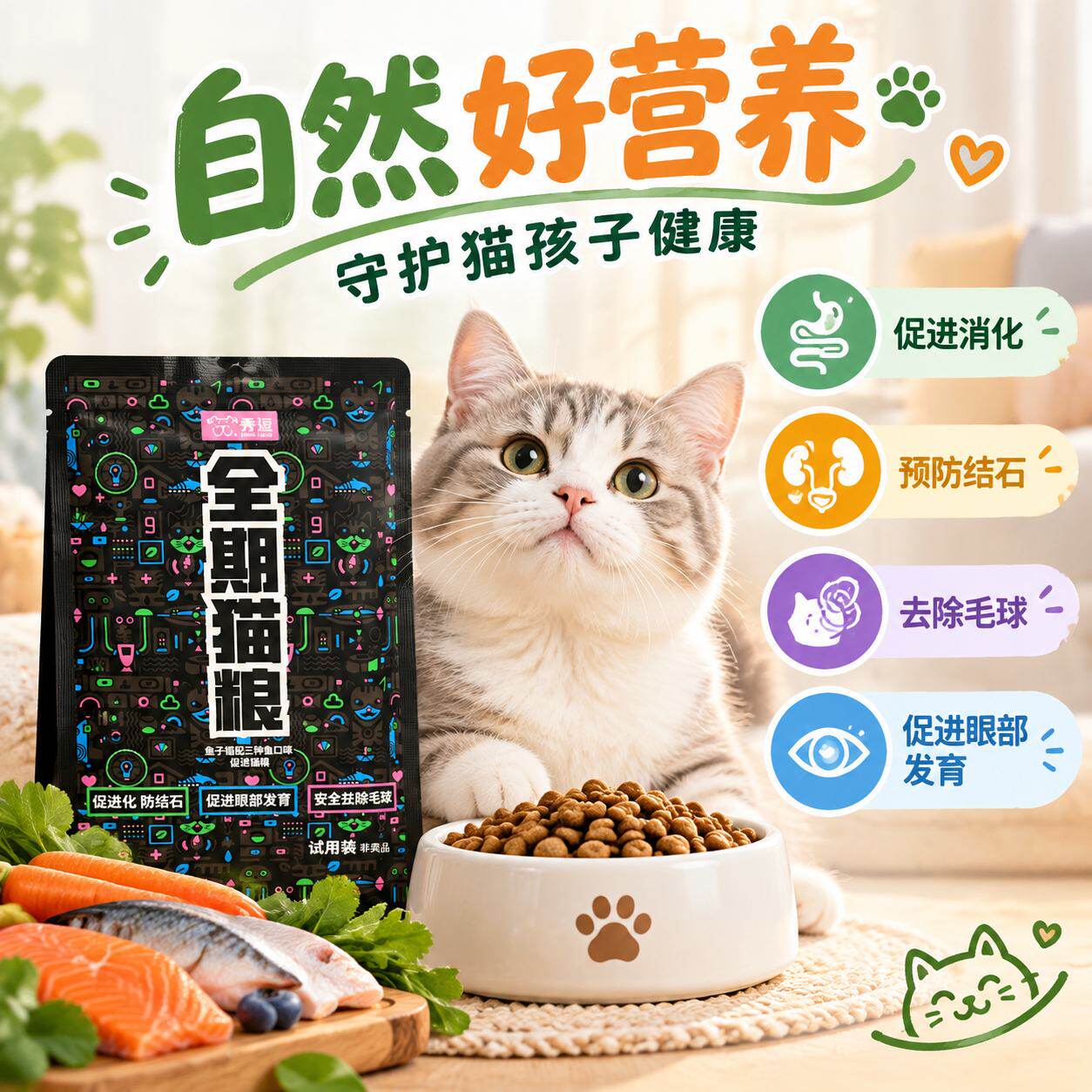 全期猫粮猫全价冻干粮全阶段呵护健康促进消化预防结石买1送1