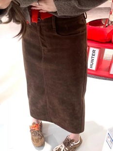 大码 微胖mm遮胯显瘦灯芯绒A字半身裙秋冬高腰宽松休闲中长裙 女装