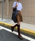 秋夏格子阔腿高腰宽松显瘦休闲五分裤 南瓜籽女装 定制肥妹妹mm大码