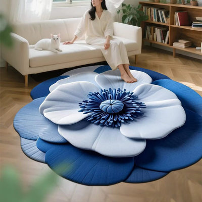 3D立体植物花卉硅藻泥地垫大面积全铺耐磨易打理书房地毯客厅地毯