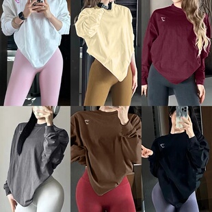 鲨鱼重磅秋冬训练健身纯棉长袖撸铁运动上衣T恤休闲运动男女短袖