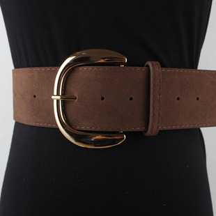带装 小众复古个性 百搭皮带裤 时尚 饰带 麂皮绒面宽边腰带网红同款