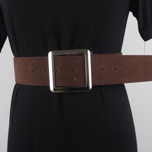 欧美个性方扣宽皮带女磨砂设计感搭大衣外套复古腰带女秋冬款腰封