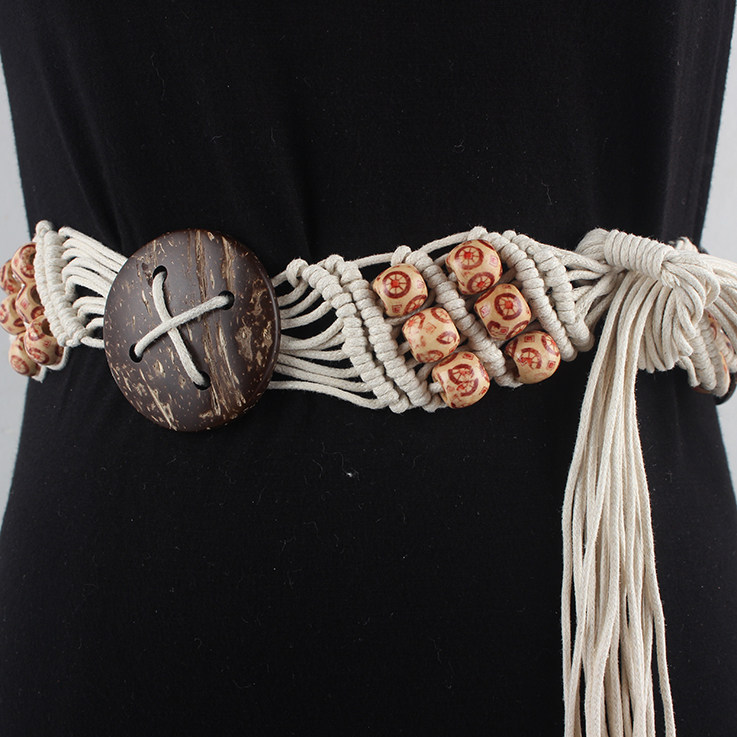 高级感优雅ins风编织麻绳腰带女夏季百搭装饰连衣裙外套腰封女士