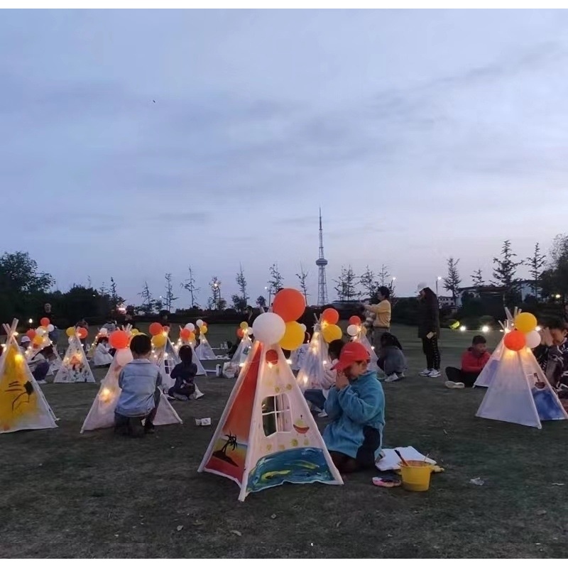 迷你儿童手绘帐篷diy幼儿园娃娃家区角涂鸦户外游戏屋拍照小道具