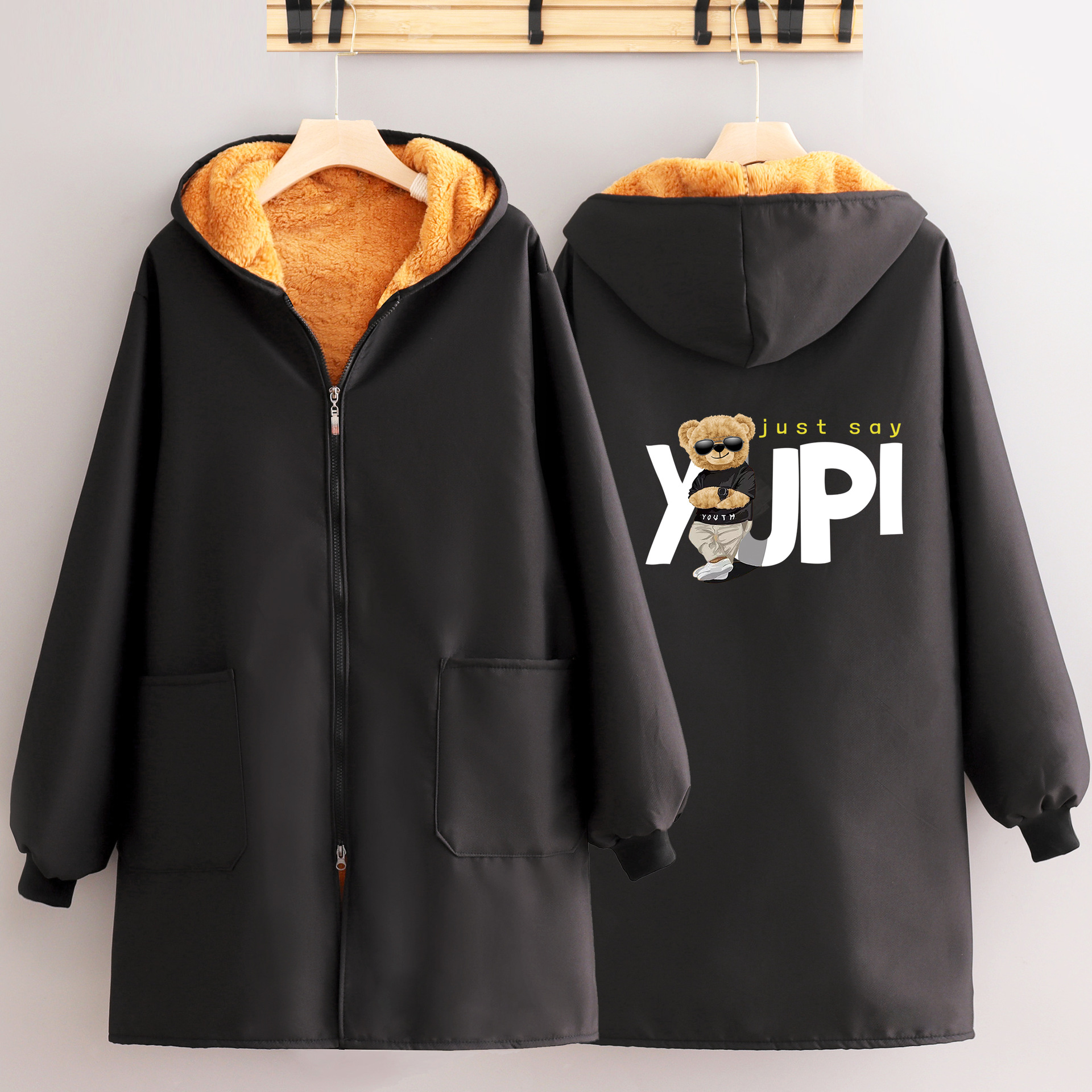 可外穿加绒加厚羽绒服罩衣围裙