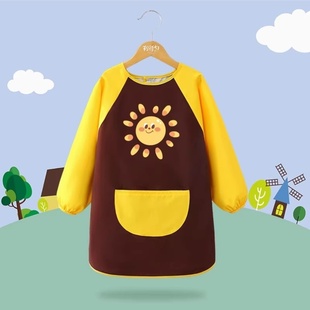 小学生书法课毛笔字专用罩衣倒背衣服儿童绘画画防放水美术魔术贴