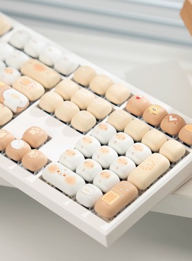 漫步猫Z108三模无线机械键盘gasket结构女生办公可爱静音麻将音