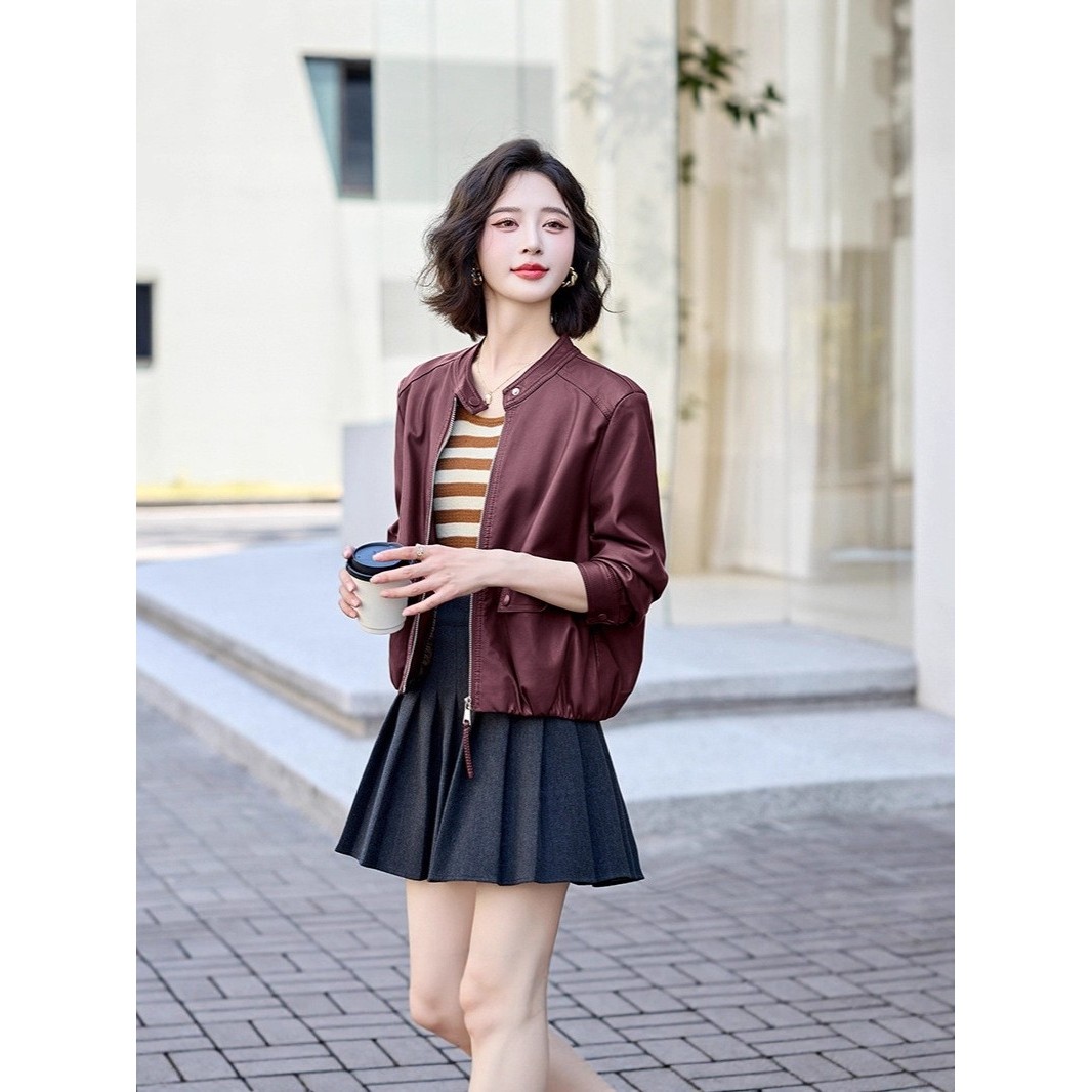 官网女装夏易菲小皮衣外套女2026新款春秋小个子短款宽松早秋美拉,女装/女士精品,皮草,淘宝优惠券,粉丝福利购,淘宝优惠卷