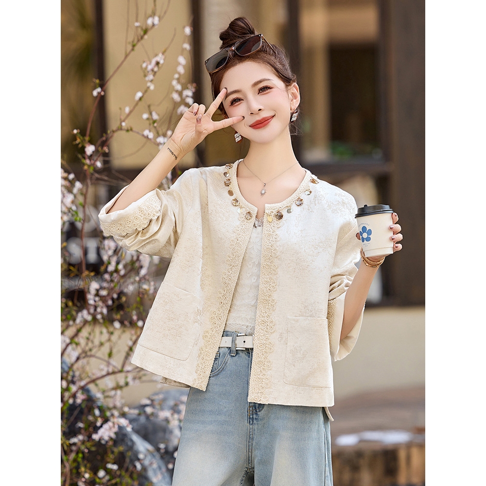 官网女装夏易菲春新中式轻国风绣花外套女2025新款流行爆款设计感