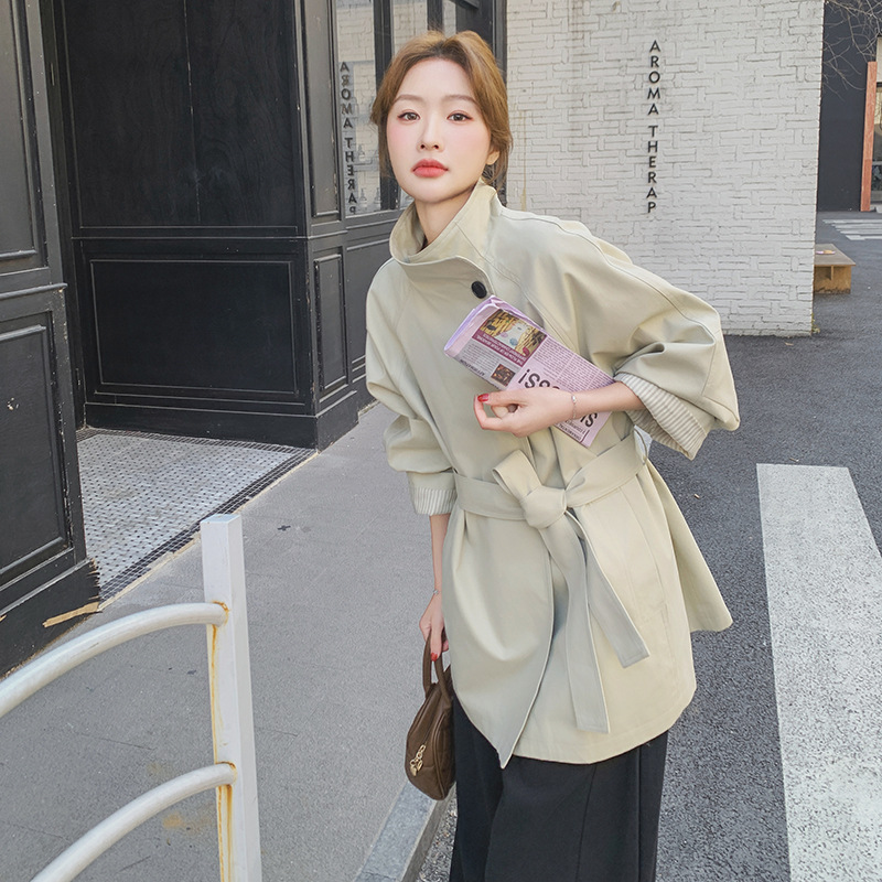 官网女装夏易菲实拍休闲宽松英伦风风衣外套2025秋新款小个子时尚