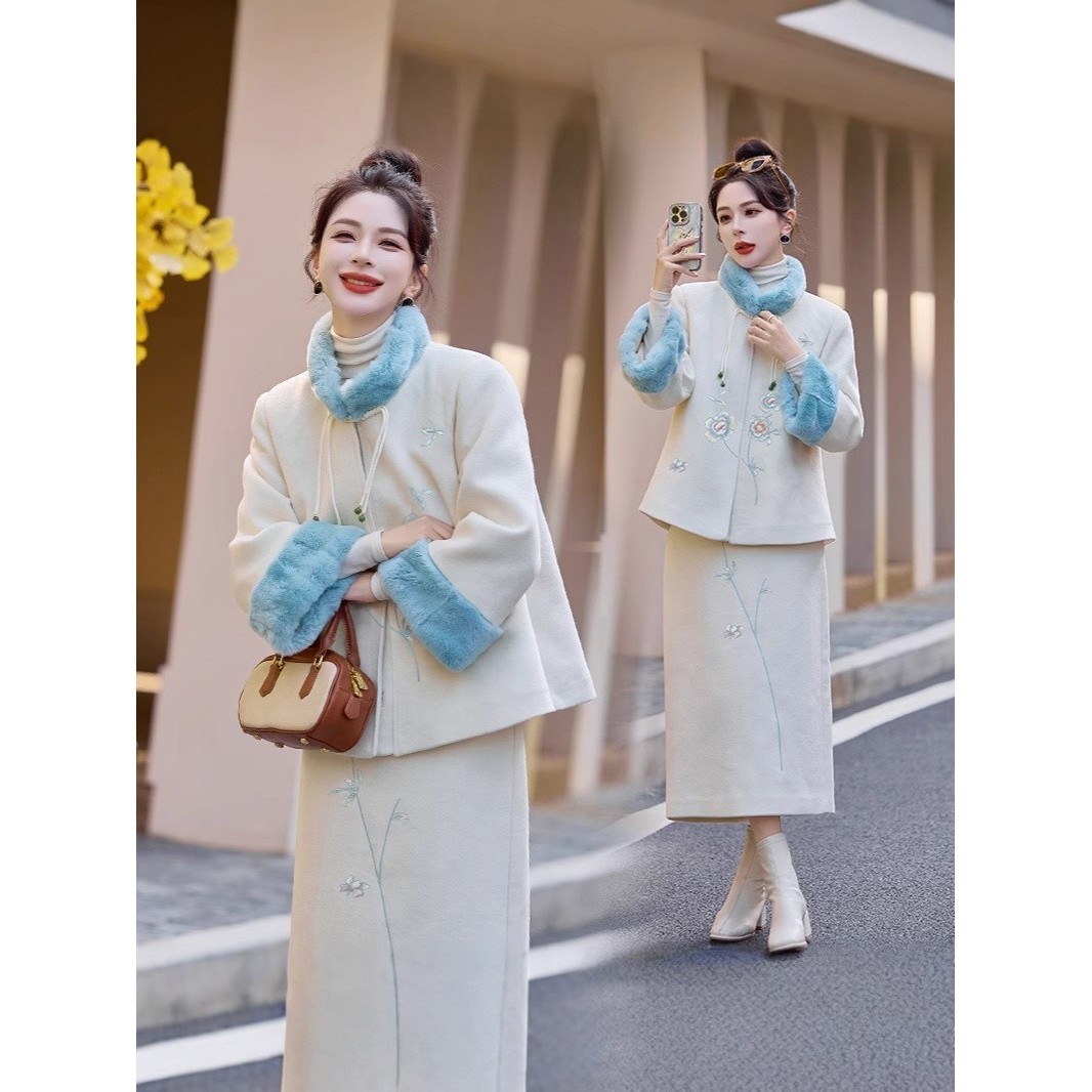 官网女装夏易菲2026冬季新款复古重工刺绣毛呢两件套百搭通勤显瘦,女装/女士精品,时尚套装,淘宝优惠券,粉丝福利购,淘宝优惠卷