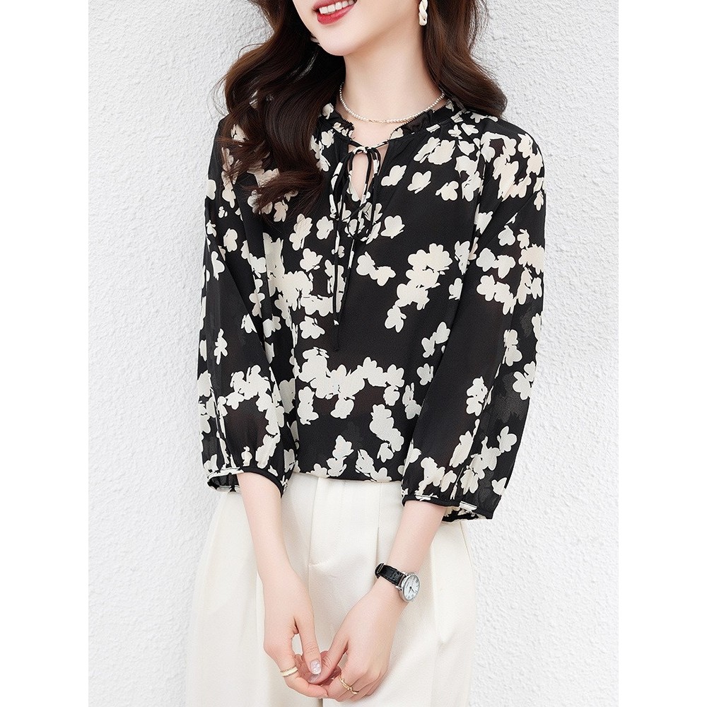 官网女装夏易菲衬衫真丝女2026新款时尚百搭七分袖桑蚕丝洋气减龄,女装/女士精品,真丝上装,淘宝优惠券,粉丝福利购,淘宝优惠卷