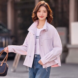 官网女装夏易菲超火减龄立领外套女春秋2026新款时尚百搭小个子工