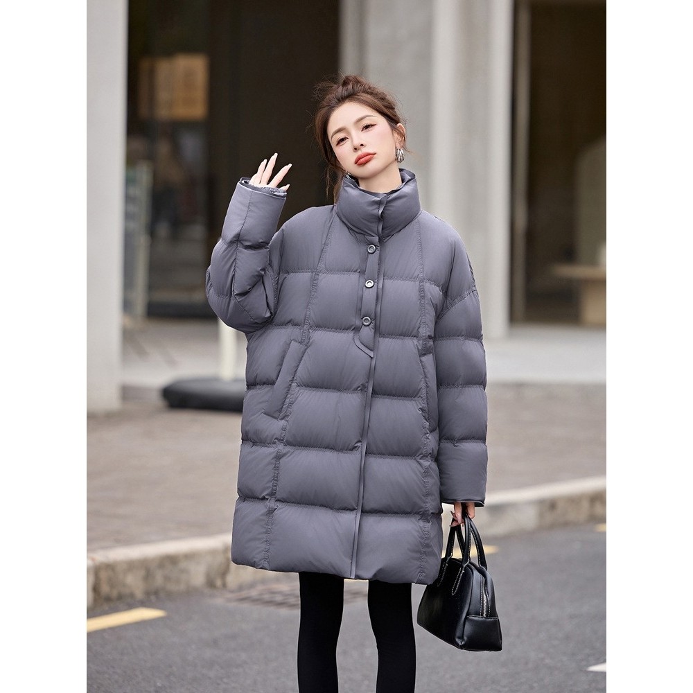官网女装夏易菲白鸭绒羽绒服女2025冬季新款长款设计感加厚保暖时