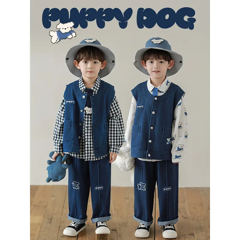 吾里卜一男童2025新款长袖衬套装