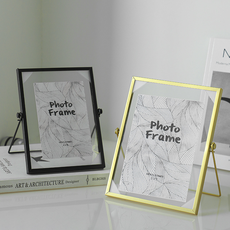 北欧简约铁艺相框摆台6寸7寸相框金属画框立体照片创意桌面摆件