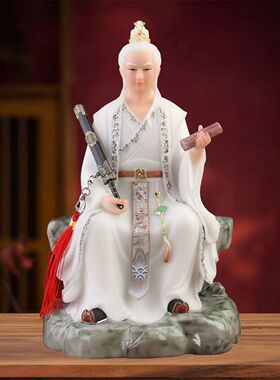 汉白玉东华帝君神像东王公紫府少阳扶桑大帝居家用供奉摆件