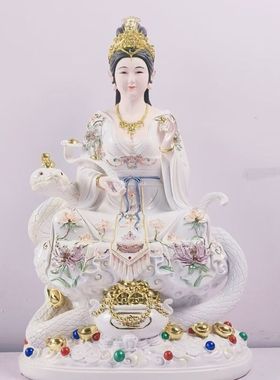 树脂仿瓷女娲娘娘真身白蛇仙神像蟒蛇真身家居桌面供奉摆件