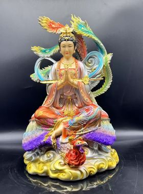 九天玄女娘娘踏凤合掌提剑神像摆件家用客厅装饰圣母姑娘