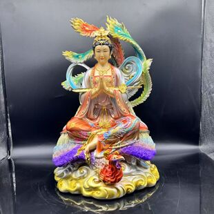 九天玄女娘娘踏凤合掌提剑神像摆件家用客厅装饰圣母姑娘