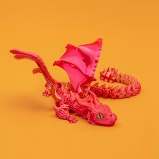 。3D打印双角飞龙带翼连龙飞龙恶龙桌面装饰儿童玩具模型手图