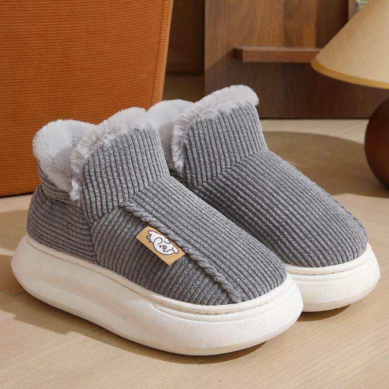 。棉拖鞋女冬季包跟厚底防滑加绒保暖月子拖鞋室内家居用棉鞋男外